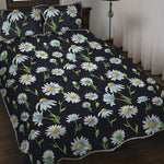 Watercolor Daisy Floral Pattern Print Quilt Bed Set