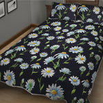 Watercolor Daisy Floral Pattern Print Quilt Bed Set