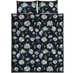 Watercolor Daisy Floral Pattern Print Quilt Bed Set