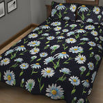 Watercolor Daisy Floral Pattern Print Quilt Bed Set