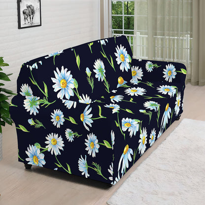 Watercolor Daisy Floral Pattern Print Sofa Cover