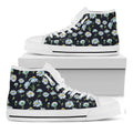 Watercolor Daisy Floral Pattern Print White High Top Sneakers