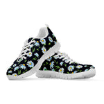 Watercolor Daisy Floral Pattern Print White Sneakers