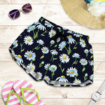 Watercolor Daisy Floral Pattern Print Women's Shorts