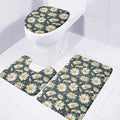 Watercolor Daisy Flower Pattern Print 3 Piece Bath Mat Set