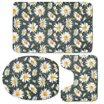 Watercolor Daisy Flower Pattern Print 3 Piece Bath Mat Set