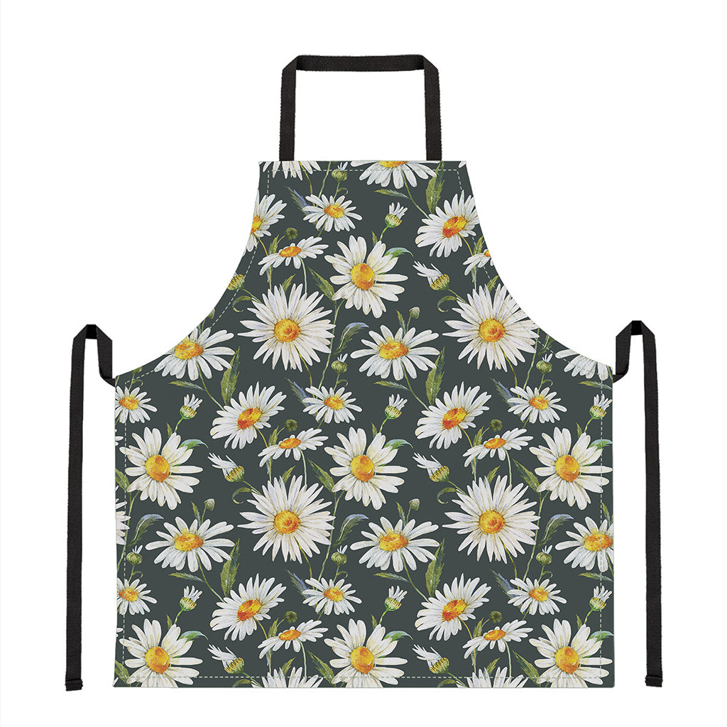 Watercolor Daisy Flower Pattern Print Apron