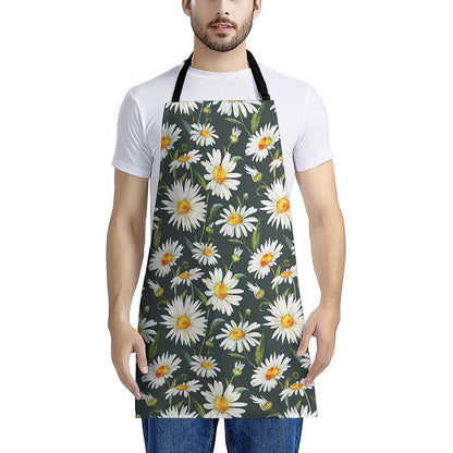 Watercolor Daisy Flower Pattern Print Apron