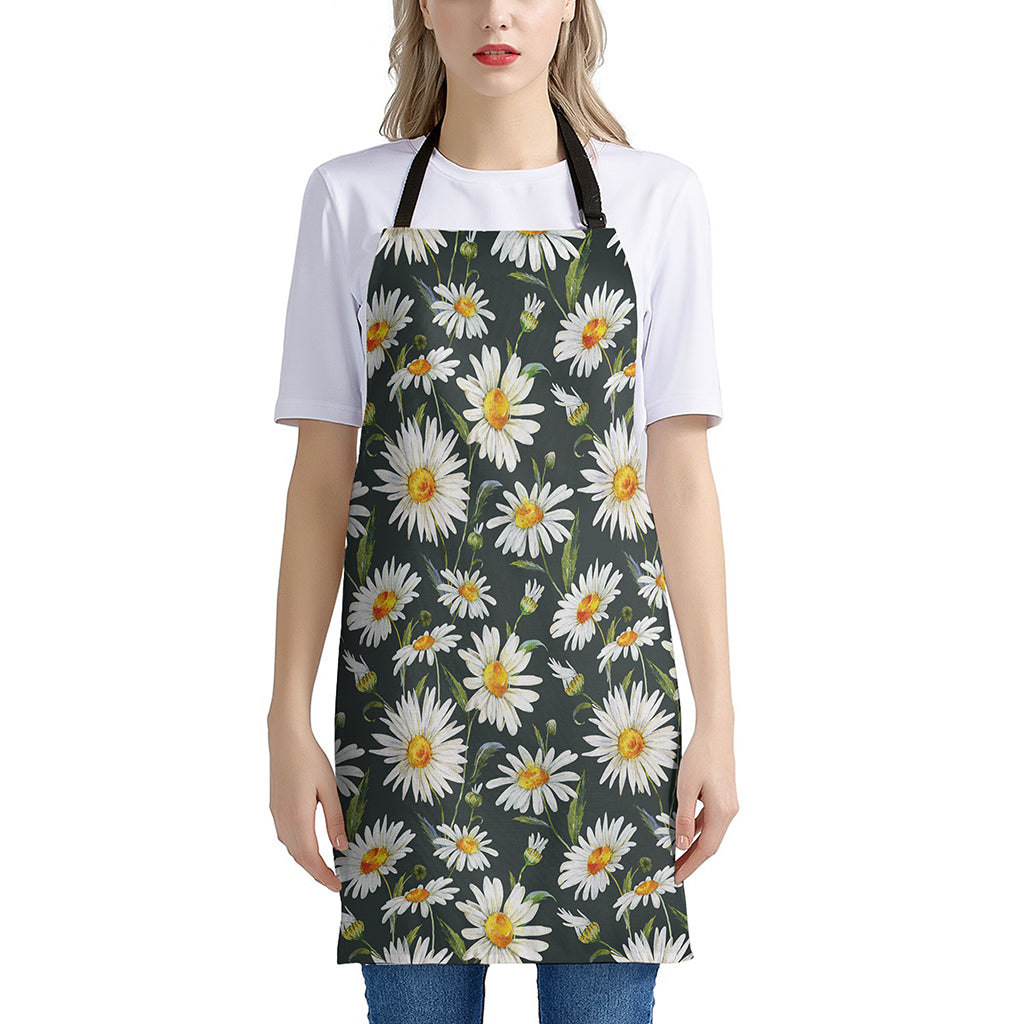 Watercolor Daisy Flower Pattern Print Apron