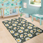 Watercolor Daisy Flower Pattern Print Area Rug