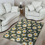 Watercolor Daisy Flower Pattern Print Area Rug