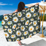 Watercolor Daisy Flower Pattern Print Beach Sarong Wrap