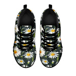 Watercolor Daisy Flower Pattern Print Black Sneakers