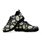Watercolor Daisy Flower Pattern Print Black Sneakers