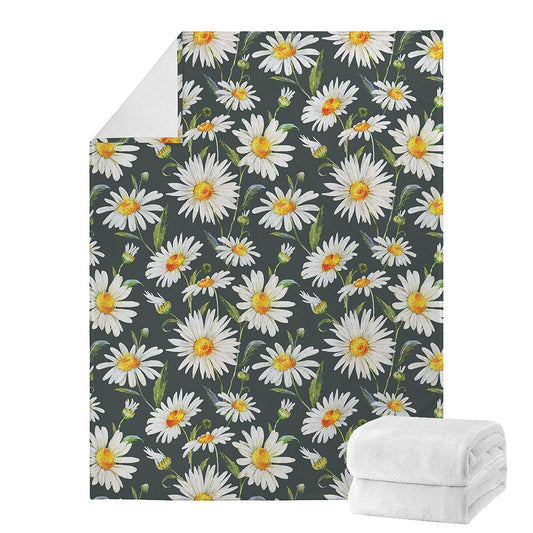 Watercolor Daisy Flower Pattern Print Blanket