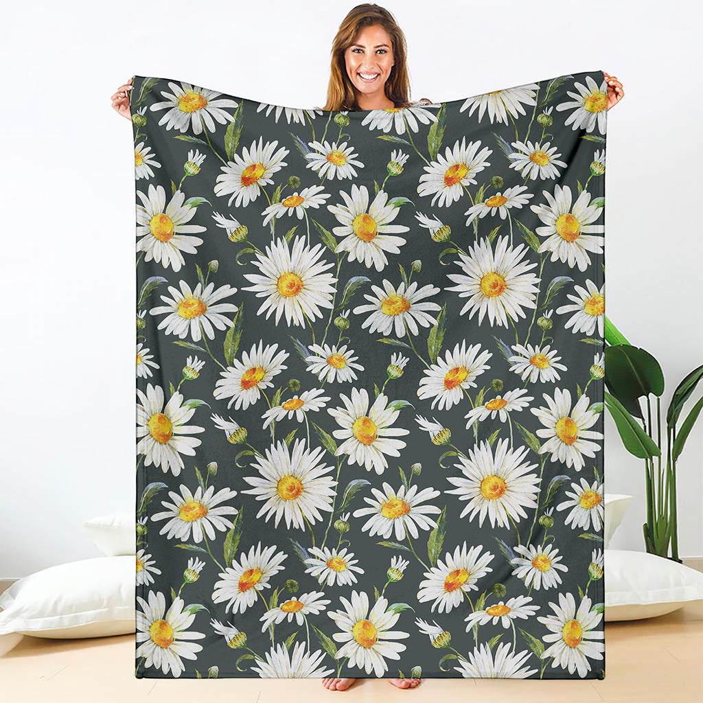 Watercolor Daisy Flower Pattern Print Blanket