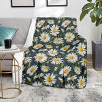 Watercolor Daisy Flower Pattern Print Blanket