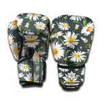 Watercolor Daisy Flower Pattern Print Boxing Gloves