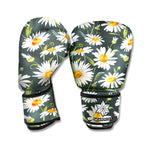 Watercolor Daisy Flower Pattern Print Boxing Gloves