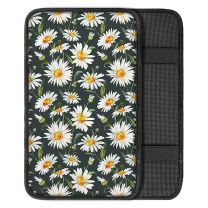 Watercolor Daisy Flower Pattern Print Car Center Console Cover