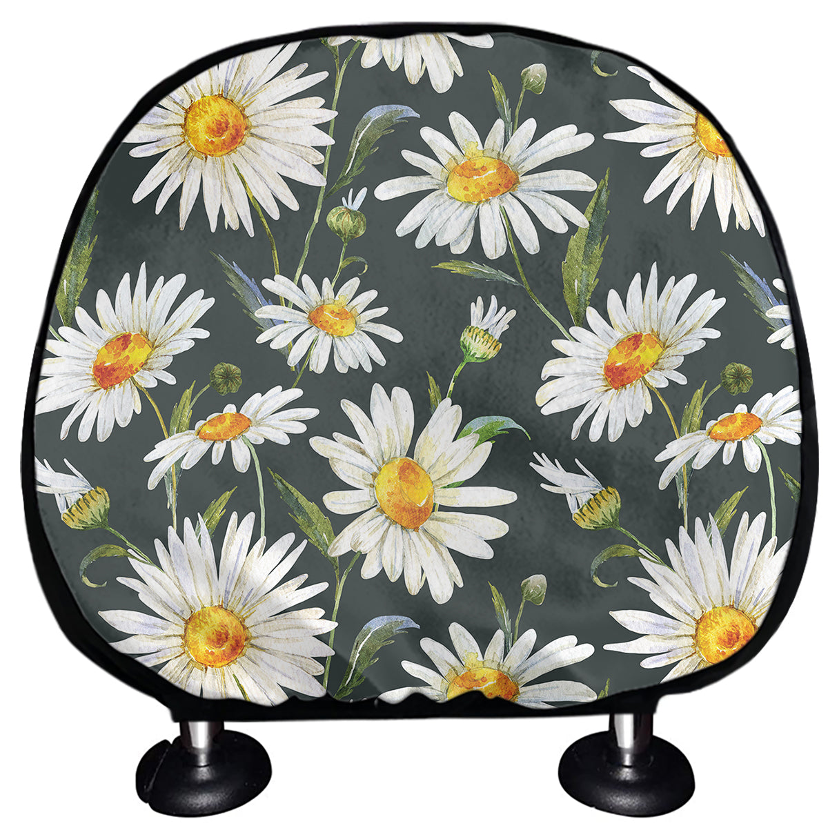 Watercolor Daisy Flower Pattern Print Car Headrest Covers