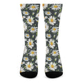 Watercolor Daisy Flower Pattern Print Crew Socks