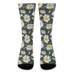Watercolor Daisy Flower Pattern Print Crew Socks