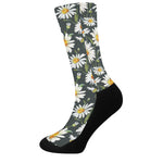 Watercolor Daisy Flower Pattern Print Crew Socks