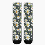 Watercolor Daisy Flower Pattern Print Crew Socks