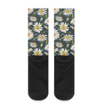 Watercolor Daisy Flower Pattern Print Crew Socks