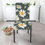 Watercolor Daisy Flower Pattern Print Dining Chair Slipcover