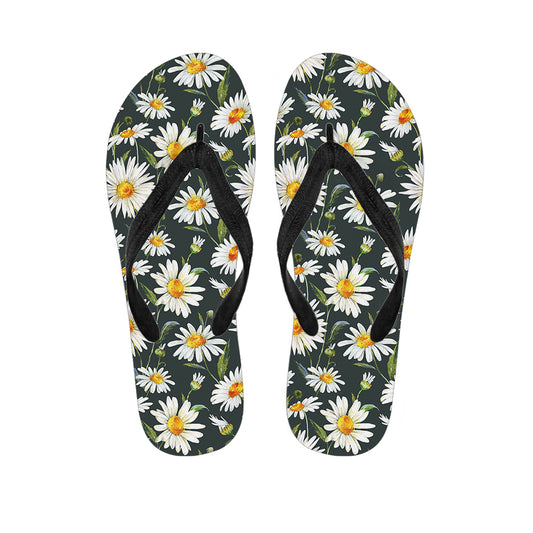 Watercolor Daisy Flower Pattern Print Flip Flops