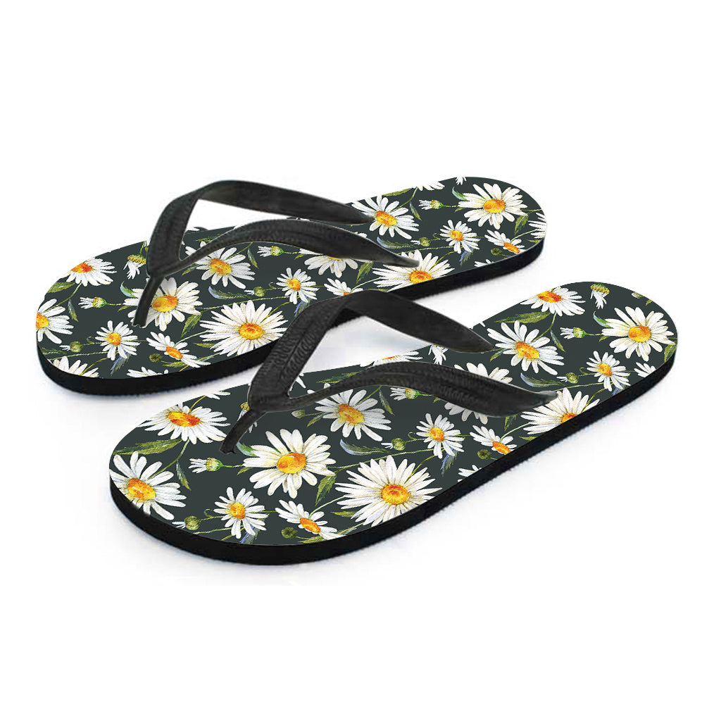 Watercolor Daisy Flower Pattern Print Flip Flops