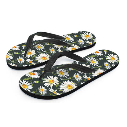 Watercolor Daisy Flower Pattern Print Flip Flops