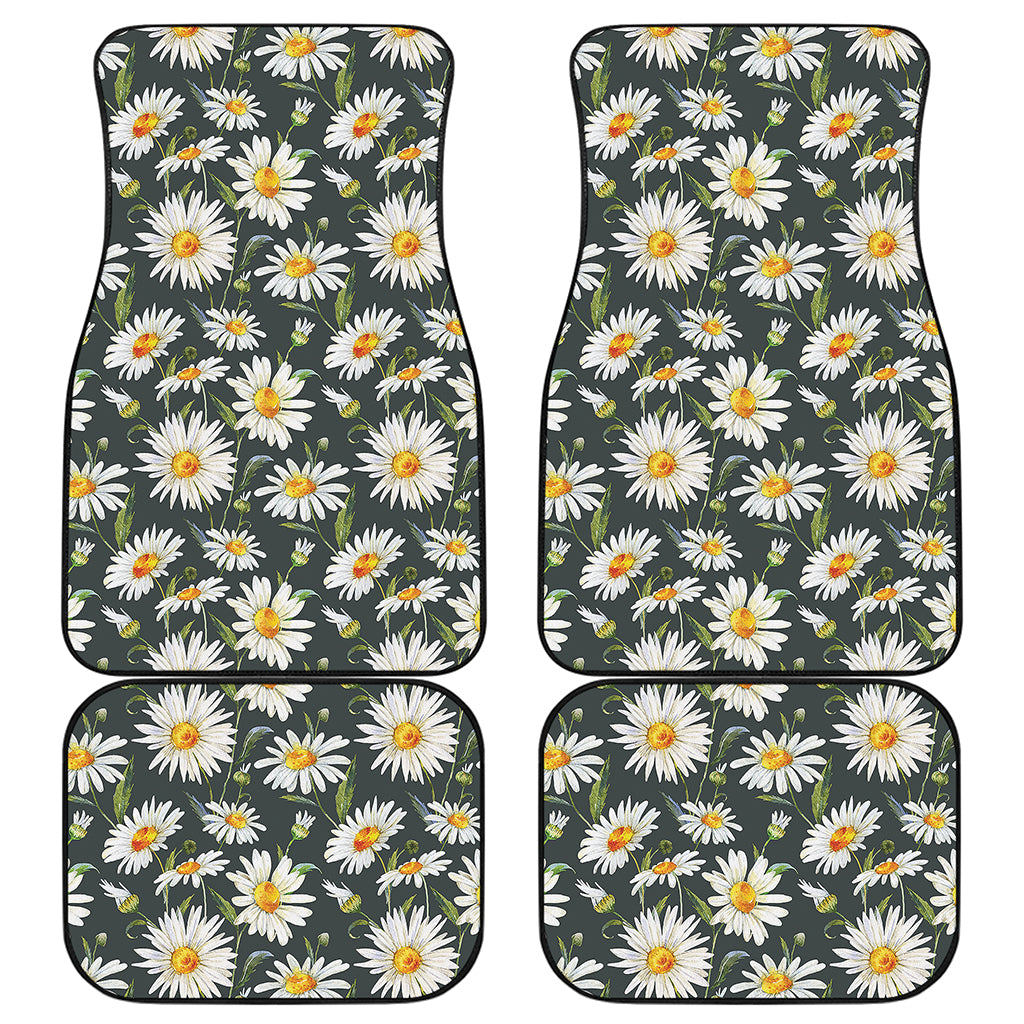 Watercolor Daisy Flower Pattern Print Front and Back Car Floor Mats
