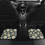 Watercolor Daisy Flower Pattern Print Front and Back Car Floor Mats