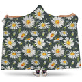 Watercolor Daisy Flower Pattern Print Hooded Blanket