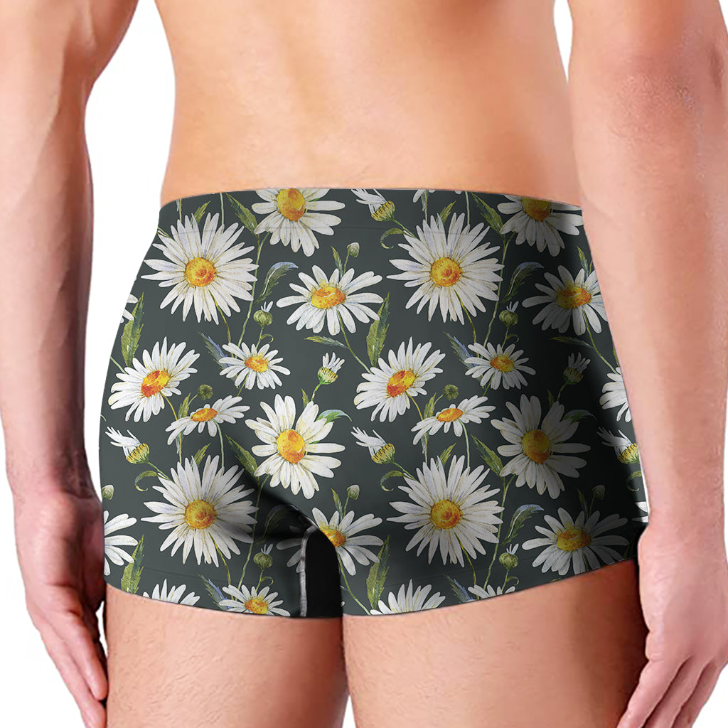 Watercolor Daisy Flower Pattern Print Men's Boxer Briefs