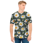 Watercolor Daisy Flower Pattern Print Men's T-Shirt