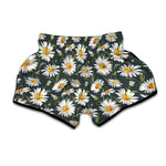 Watercolor Daisy Flower Pattern Print Muay Thai Boxing Shorts