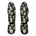 Watercolor Daisy Flower Pattern Print Muay Thai Shin Guards