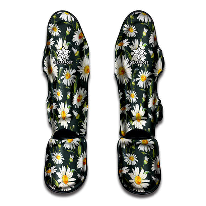 Watercolor Daisy Flower Pattern Print Muay Thai Shin Guard