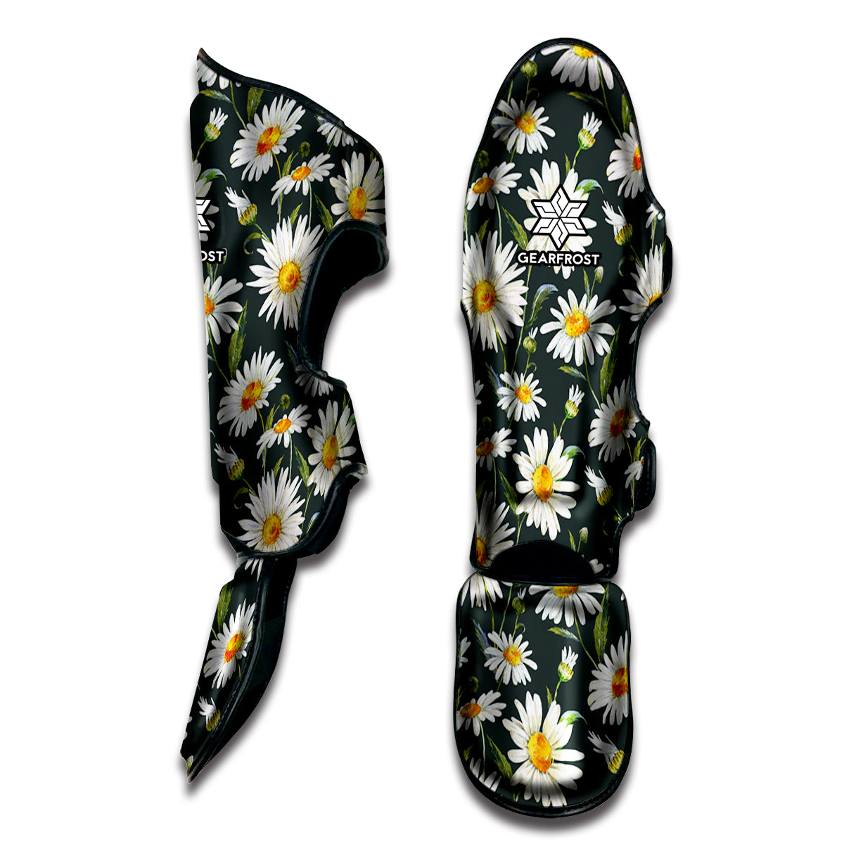Watercolor Daisy Flower Pattern Print Muay Thai Shin Guard