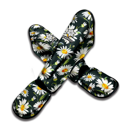 Watercolor Daisy Flower Pattern Print Muay Thai Shin Guard