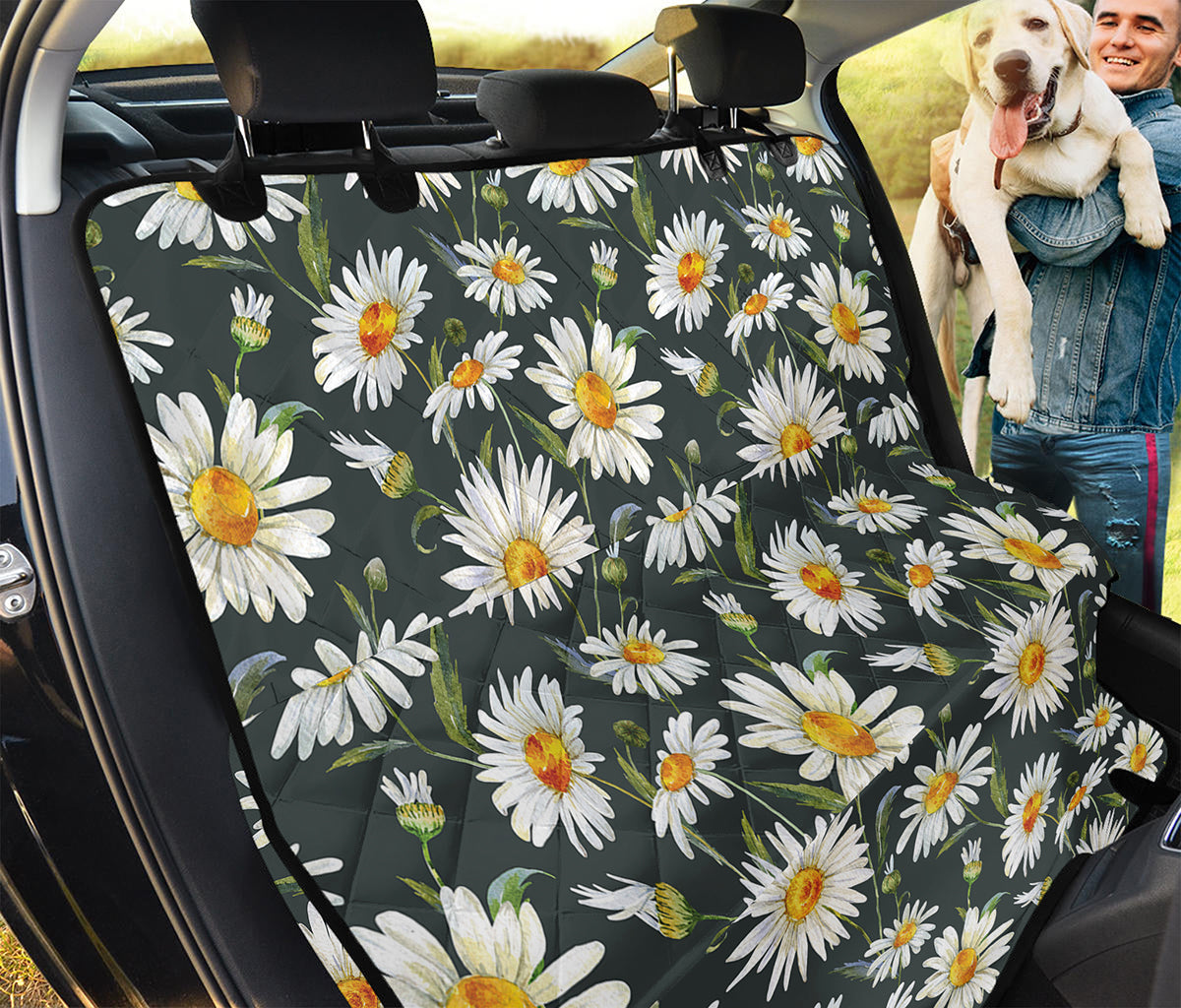 Watercolor Daisy Flower Pattern Print Pet Car Back Seat Cover