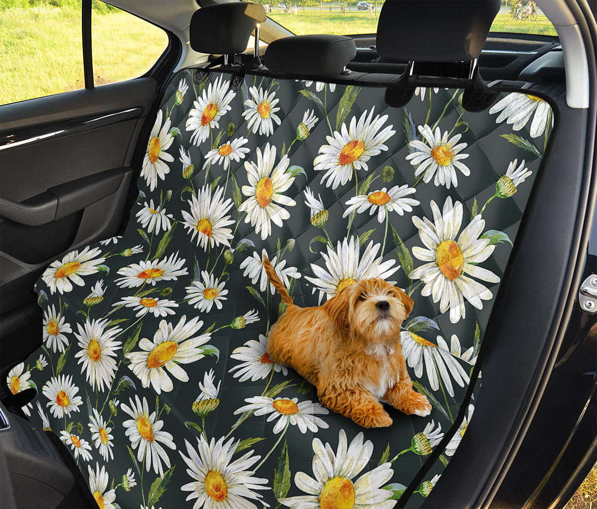 Watercolor Daisy Flower Pattern Print Pet Car Back Seat Cover