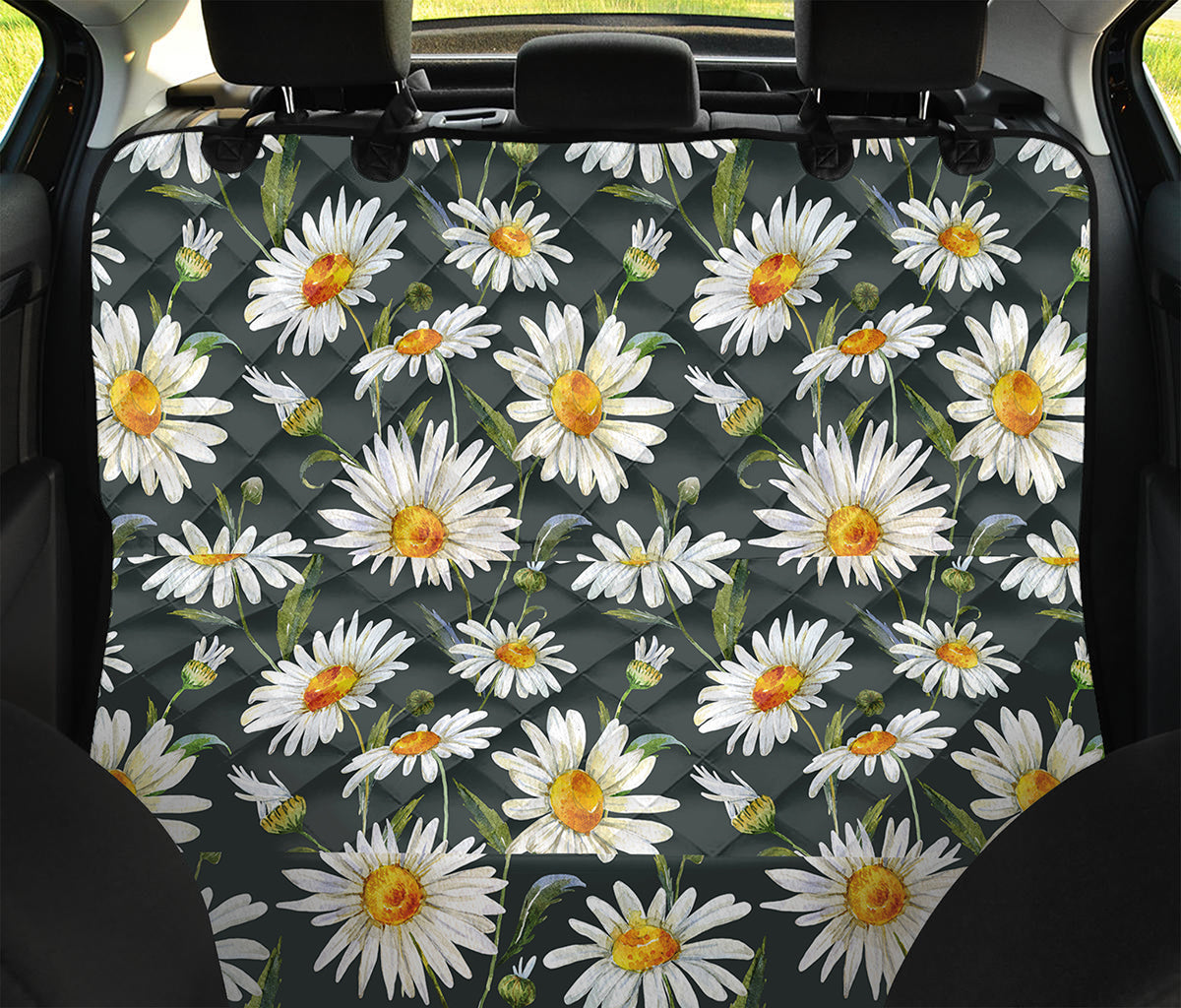 Watercolor Daisy Flower Pattern Print Pet Car Back Seat Cover