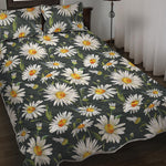 Watercolor Daisy Flower Pattern Print Quilt Bed Set