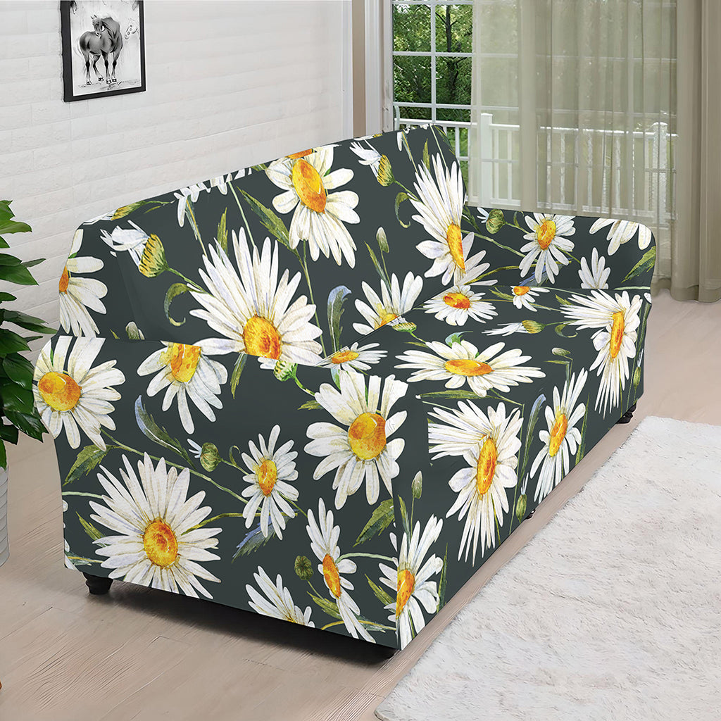 Watercolor Daisy Flower Pattern Print Sofa Cover
