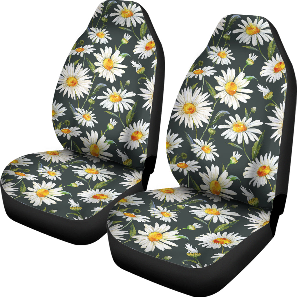 Watercolor Daisy Flower Pattern Print Universal Fit Car Seat Covers